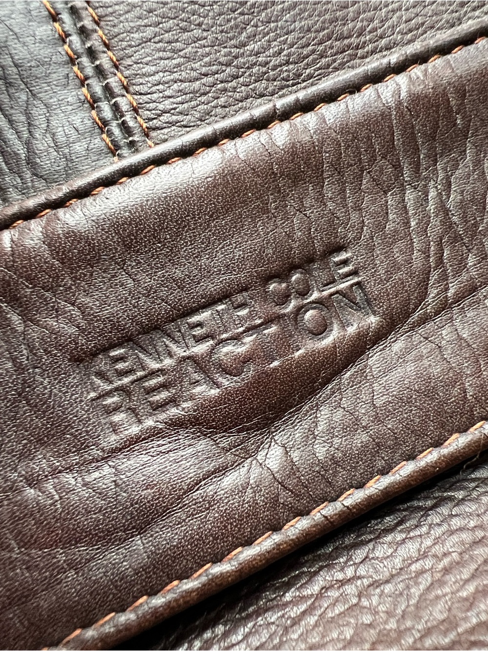 Genuine Leather Messenger Bag Kenneth Cole Reaction Dark Brown Adjustable Strap - Picture 5 of 15